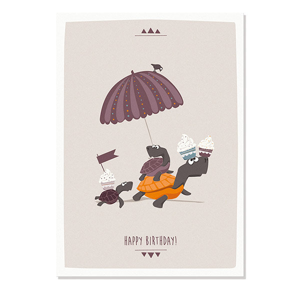 Postcard Happy Birthday - Turtles