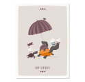 Postkarte Happy Birthday - Schildkröten mit Schirm