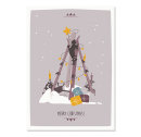 Postcard Merry Christmas - Skis