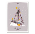 Postkarte Merry Christmas - Skibaum