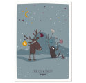Postcard Fröhliche Weihnacht - cat & deer