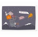 Postcard Merry Christmas - Sled & Sloth