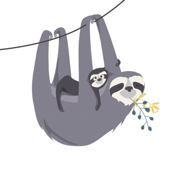 Wallsticker A3 - Gisela & Anouk the Sloths