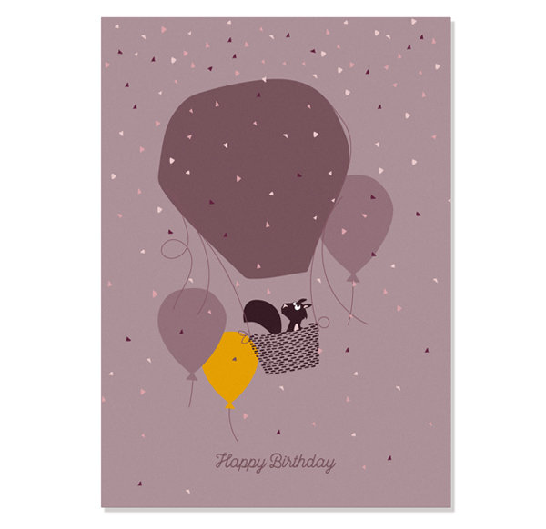 Postcard Happy Birthday Gustav & Ballon