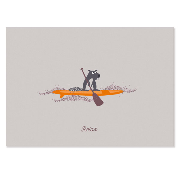 Postcard Relax - Jo the Beaver paddling