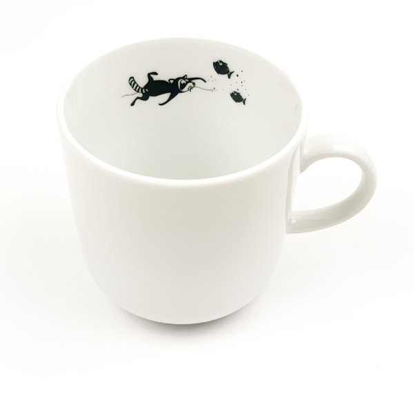 Porcelain Mug - swimming racoon