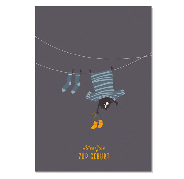 Postcard Geburt - Cat & Socks
