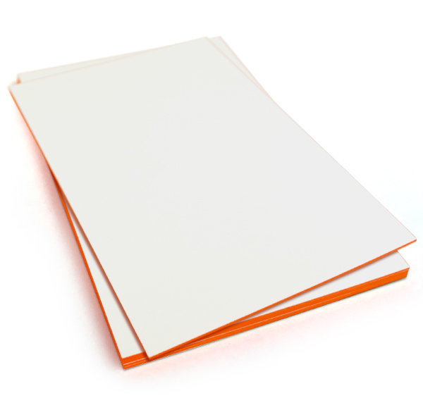 Blanko Farbschnitt-Kärtchen neon orange