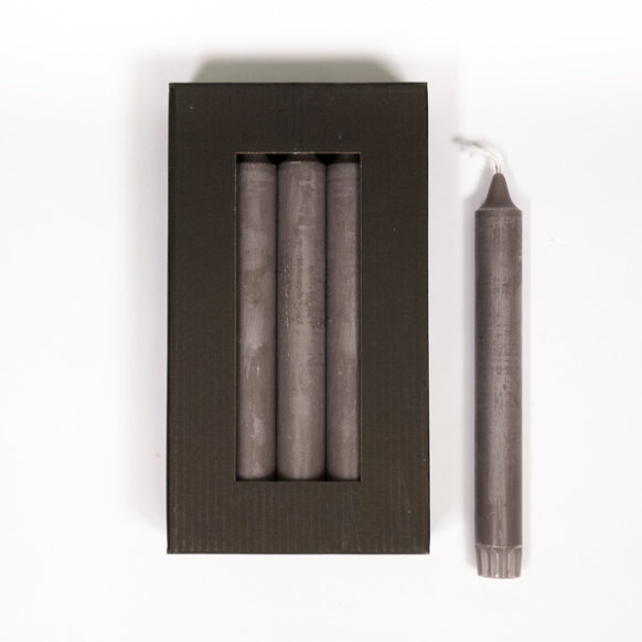 Tafelkerzen - rauch grau - 10 Stk. 2,2 x 19cm