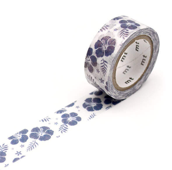 mt Masking Tape - Pearl Tape hibiscus navy blue