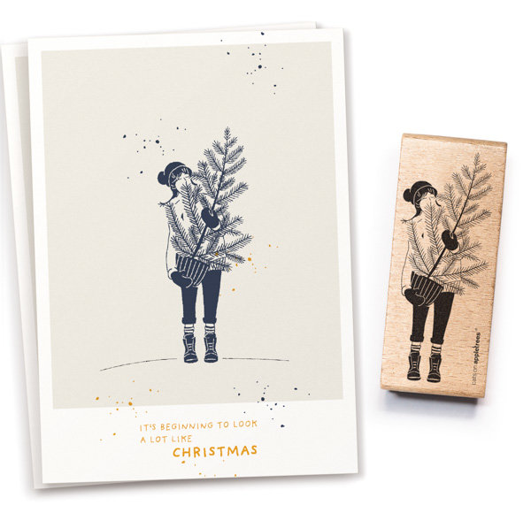 Stamp Girl with Fir Tree