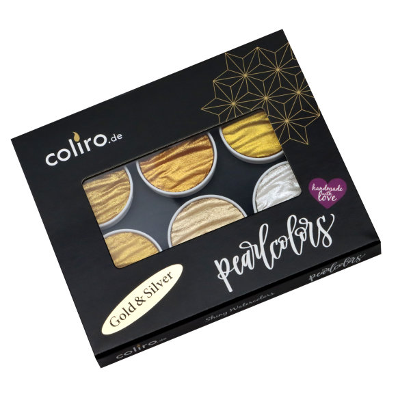 Coliro Aquarellfarbenbox "Gold & Silver" - schimmernde Wasserfarben