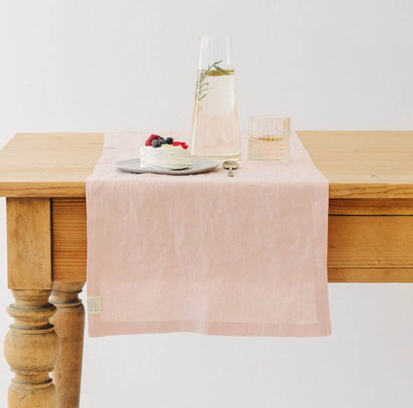 Linen Table Runner Misty Rose 40x150cm