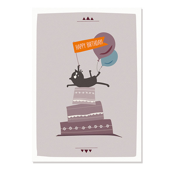 Postkarte Happy Birthday - Torte
