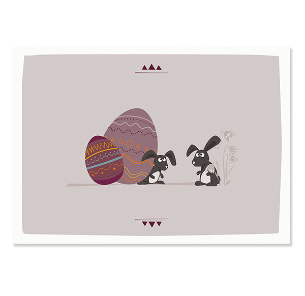 Postkarte Ostern - Hasen