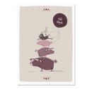 Postkarte Viel Glück - Schweine